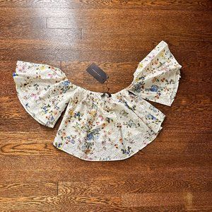 Off shoulder floral crochet top. Sz XS (never worn w/ tags)